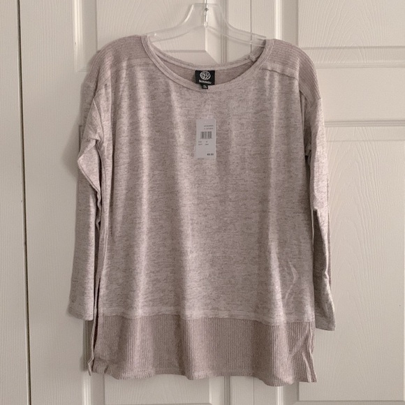 BOBEAU Layered Look Tunic Sweater In Heather Oatmeal Size XS - Picture 3 of 5